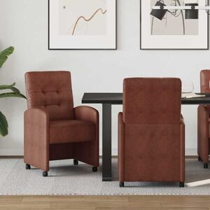 vidaXL Esszimmerstühle mit Rollen 2 pcs Glänzendes Braun Kunstleder - Braun vidaXL Esszimmerstühle mit Rollen 2 pcs Glänzendes Braun Kunstleder - Braun