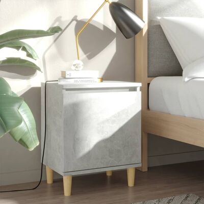 vidaXL Nachttisch mit Massivholz-Beinen Betongrau 40x30x50 cm - Grau vidaXL Nachttisch mit Massivholz-Beinen Betongrau 40x30x50 cm - Grau