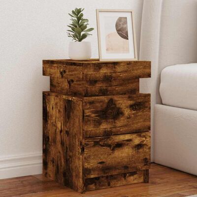 vidaXL Nachttisch mit LED-Leuchten Räuchereiche 35x39x55 cm - Braun vidaXL Nachttisch mit LED-Leuchten Räuchereiche 35x39x55 cm - Braun