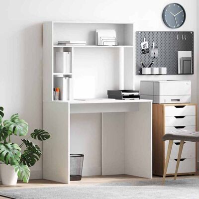 vidaXL Schreibtisch mit Regal Weiß 91 x 50 x 149 cm Holzwerkstoff - Weiß vidaXL Schreibtisch mit Regal Weiß 91 x 50 x 149 cm Holzwerkstoff - Weiß