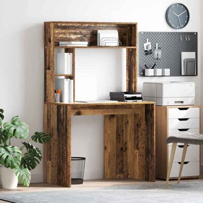 vidaXL Schreibtisch mit Regal Altholz 91 x 50 x 149 cm Holzwerkstoff - Braun vidaXL Schreibtisch mit Regal Altholz 91 x 50 x 149 cm Holzwerkstoff - Braun