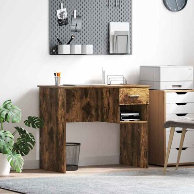 vidaXL Schreibtisch Geräucherte Eiche 90 x 49 x 75 cm Holzwerkstoff - Braun vidaXL Schreibtisch Geräucherte Eiche 90 x 49 x 75 cm Holzwerkstoff - Braun