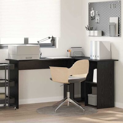 vidaXL Schreibtisch mit Regal Schwarz Eichen-Optik 142 x 102 x 73 cm - Schwarz vidaXL Schreibtisch mit Regal Schwarz Eichen-Optik 142 x 102 x 73 cm - Schwarz