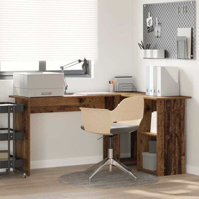 vidaXL Schreibtisch mit Regal Altholz 142 x 102 x 73 cm Holzwerkstoff - Braun vidaXL Schreibtisch mit Regal Altholz 142 x 102 x 73 cm Holzwerkstoff - Braun
