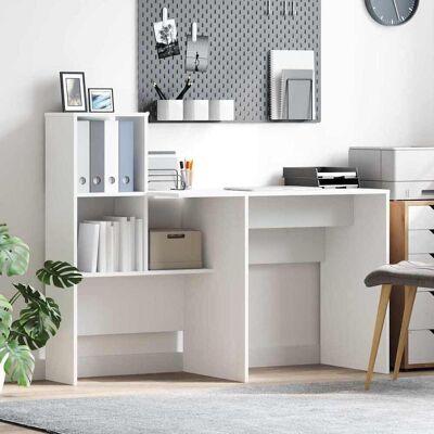 vidaXL Schreibtisch mit Regal Weiß 131,5 x 50 x 106,5 cm Holzwerkstoff - Weiß vidaXL Schreibtisch mit Regal Weiß 131,5 x 50 x 106,5 cm Holzwerkstoff - Weiß