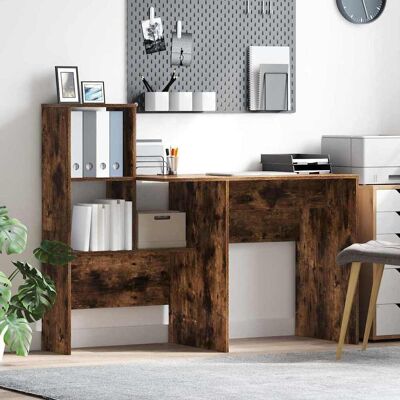 vidaXL Schreibtisch mit Regal Geräucherte Eiche 131,5 x 50 x 106,5 cm - Braun vidaXL Schreibtisch mit Regal Geräucherte Eiche 131,5 x 50 x 106,5 cm - Braun