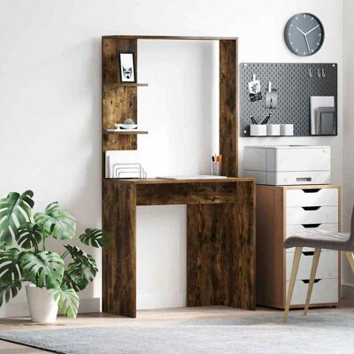 vidaXL Schreibtisch mit Regal Geräucherte Eiche 78,5 x 37 x 154,5 cm - Braun vidaXL Schreibtisch mit Regal Geräucherte Eiche 78,5 x 37 x 154,5 cm - Braun