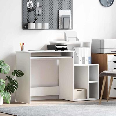 vidaXL Schreibtisch mit Regal Weiß 120,5 x 44 x 88,5 cm Holzwerkstoff - Weiß vidaXL Schreibtisch mit Regal Weiß 120,5 x 44 x 88,5 cm Holzwerkstoff - Weiß