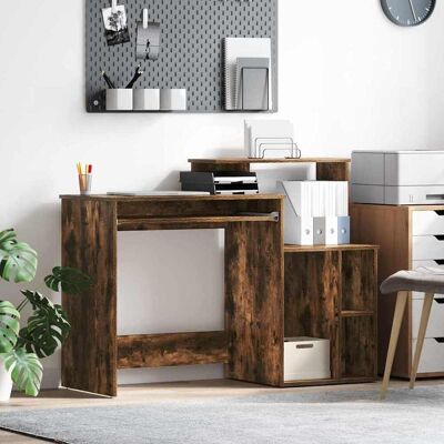 vidaXL Schreibtisch mit Regal Geräucherte Eiche 120,5 x 44 x 88,5 cm - Braun vidaXL Schreibtisch mit Regal Geräucherte Eiche 120,5 x 44 x 88,5 cm - Braun