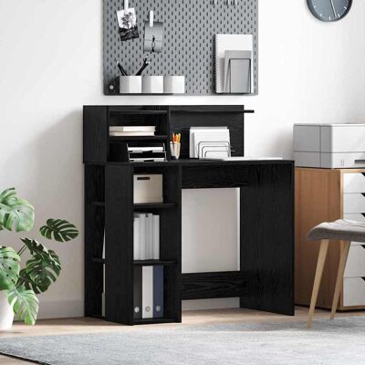 vidaXL Schreibtisch mit Regal Schwarz Eichen-Optik 90 x 48 x 101,5 cm - Schwarz vidaXL Schreibtisch mit Regal Schwarz Eichen-Optik 90 x 48 x 101,5 cm - Schwarz