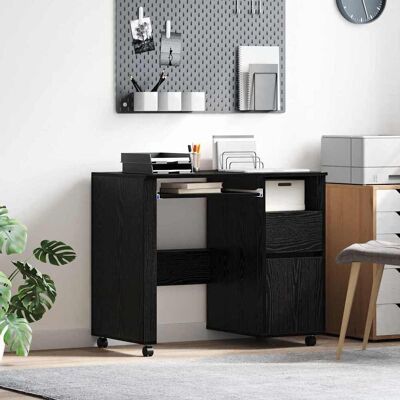 vidaXL Tisch mit Rädern mit Regal Schwarz Eichen-Optik 91 x 50 x 77 cm - Schwarz vidaXL Tisch mit Rädern mit Regal Schwarz Eichen-Optik 91 x 50 x 77 cm - Schwarz