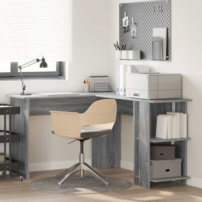 vidaXL Eck-Schreibtisch mit Regal Graues Sonoma 140 x 113,5 x 75 cm - Grau vidaXL Eck-Schreibtisch mit Regal Graues Sonoma 140 x 113,5 x 75 cm - Grau