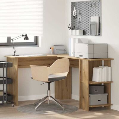vidaXL Eck-Schreibtisch mit Regal Artisan-Eiche 140 x 113,5 x 75 cm - Braun vidaXL Eck-Schreibtisch mit Regal Artisan-Eiche 140 x 113,5 x 75 cm - Braun