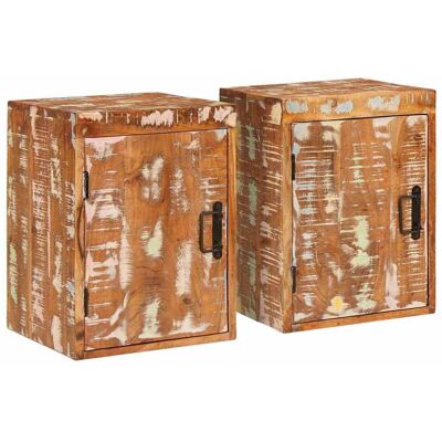 vidaXL Nachttisch 2 pcs Braun 35 x 33 x 48 cm Massivholz Altholz - Braun vidaXL Nachttisch 2 pcs Braun 35 x 33 x 48 cm Massivholz Altholz - Braun