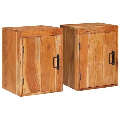vidaXL Nachttisch 2 pcs Braun 35 x 33 x 48 cm Massivholz Akazie - Braun vidaXL Nachttisch 2 pcs Braun 35 x 33 x 48 cm Massivholz Akazie - Braun