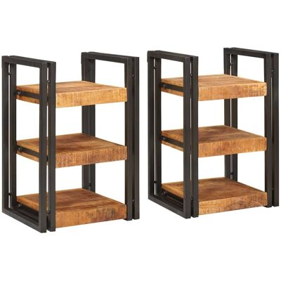 vidaXL Nachttisch 2 pcs Braun und Schwarz Massivholz Mango - Braun vidaXL Nachttisch 2 pcs Braun und Schwarz Massivholz Mango - Braun