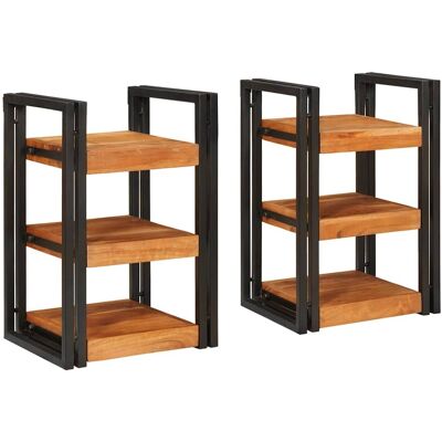 vidaXL Nachttisch 2 pcs Braun und Schwarz Massivholz Akazie - Braun vidaXL Nachttisch 2 pcs Braun und Schwarz Massivholz Akazie - Braun