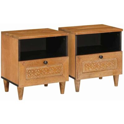 vidaXL Nachttisch 2 pcs Hellbraun 40 x 33 x 46 cm Holzwerkstoff - Braun vidaXL Nachttisch 2 pcs Hellbraun 40 x 33 x 46 cm Holzwerkstoff - Braun