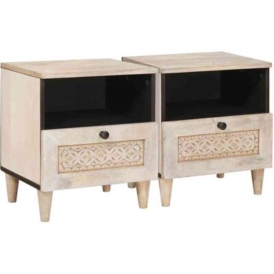 vidaXL Nachttisch 2 pcs Weiß 40 x 33 x 46 cm Holzwerkstoff - Weiß vidaXL Nachttisch 2 pcs Weiß 40 x 33 x 46 cm Holzwerkstoff - Weiß