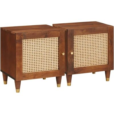 vidaXL Nachttisch 2 pcs Braun 40 x 33,5 x 46 cm Massivholz Akazie - Braun vidaXL Nachttisch 2 pcs Braun 40 x 33,5 x 46 cm Massivholz Akazie - Braun