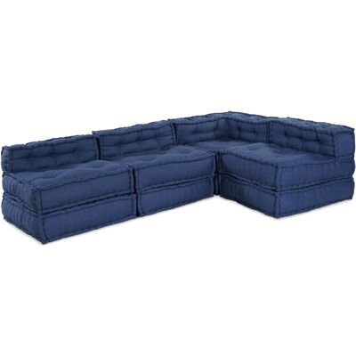 vidaXL Modulare Sofagarnitur 4 pcs Indigo Stoff - Blau vidaXL Modulare Sofagarnitur 4 pcs Indigo Stoff - Blau