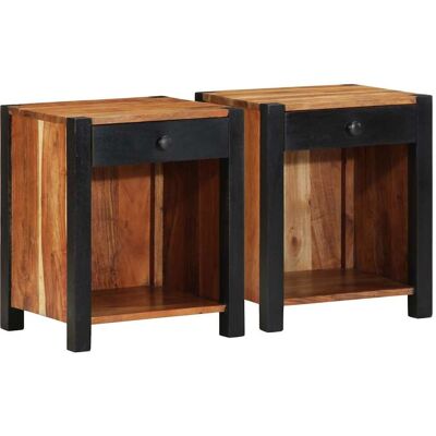 vidaXL Nachttisch 2 pcs Braun 40 x 35 x 50 cm Massivholz Akazie - Braun vidaXL Nachttisch 2 pcs Braun 40 x 35 x 50 cm Massivholz Akazie - Braun