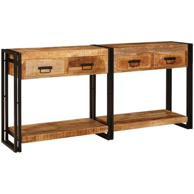 vidaXL Konsolen-Tische 2 pcs Braun 161 x 33 x 75 cm Massivholz Mango - Braun vidaXL Konsolen-Tische 2 pcs Braun 161 x 33 x 75 cm Massivholz Mango - Braun