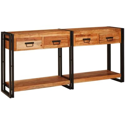 vidaXL Konsolen-Tische 2 pcs Braun 161 x 33 x 75 cm Massivholz Akazie - Braun vidaXL Konsolen-Tische 2 pcs Braun 161 x 33 x 75 cm Massivholz Akazie - Braun