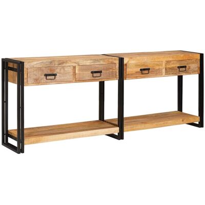 vidaXL Konsolen-Tische 2 pcs Braun 200 x 33 x 75 cm Massivholz Mango - Braun vidaXL Konsolen-Tische 2 pcs Braun 200 x 33 x 75 cm Massivholz Mango - Braun