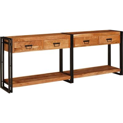 vidaXL Konsolen-Tische 2 pcs Braun 200 x 33 x 75 cm Massivholz Akazie - Braun vidaXL Konsolen-Tische 2 pcs Braun 200 x 33 x 75 cm Massivholz Akazie - Braun