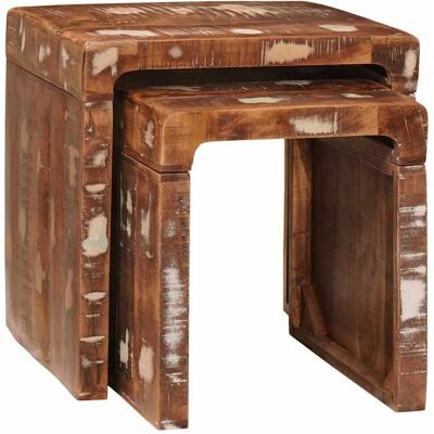 vidaXL Satztische 2 pcs Braun Massives upgecyceltes Holz - Mehrfarbig vidaXL Satztische 2 pcs Braun Massives upgecyceltes Holz - Mehrfarbig