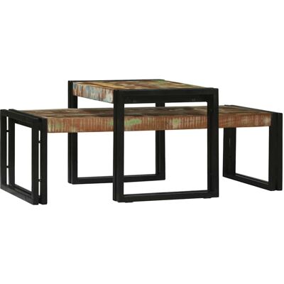 vidaXL Couchtisch 2 pcs Mehrfarbig Massives upgecyceltes Holz - Mehrfarbig vidaXL Couchtisch 2 pcs Mehrfarbig Massives upgecyceltes Holz - Mehrfarbig
