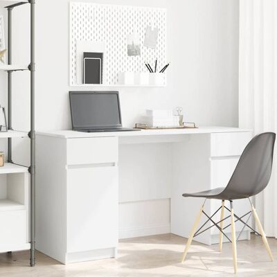 vidaXL Schreibtisch mit Schubladen Weiß 140 x 49 x 76 cm Holzwerkstoff - Weiß vidaXL Schreibtisch mit Schubladen Weiß 140 x 49 x 76 cm Holzwerkstoff - Weiß