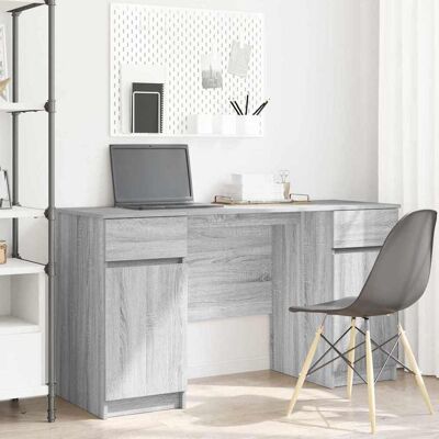 vidaXL Schreibtisch mit Tür Grau Sonoma 140 x 49 x 76 cm Holzwerkstoff - Grau vidaXL Schreibtisch mit Tür Grau Sonoma 140 x 49 x 76 cm Holzwerkstoff - Grau