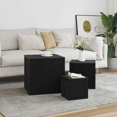 vidaXL Nestingtisch 3 pcs Schwarz Eichen-Optik Holzwerkstoff - Schwarz vidaXL Nestingtisch 3 pcs Schwarz Eichen-Optik Holzwerkstoff - Schwarz