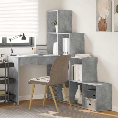 vidaXL Eck-Schreibtisch mit Regal Beton Grau 101,5 x 149,5 x 149,5 cm - Grau vidaXL Eck-Schreibtisch mit Regal Beton Grau 101,5 x 149,5 x 149,5 cm - Grau