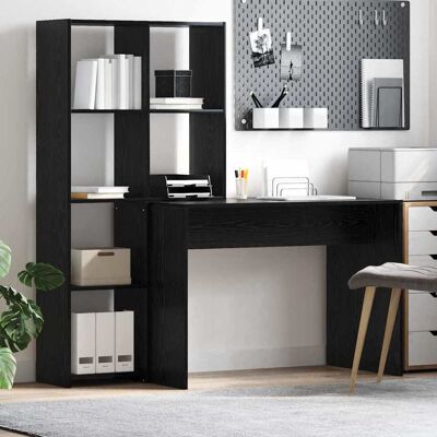 vidaXL Schreibtisch mit Regal Schwarz Eichen-Optik 138,5 x 55 x 143 cm - Schwarz vidaXL Schreibtisch mit Regal Schwarz Eichen-Optik 138,5 x 55 x 143 cm - Schwarz