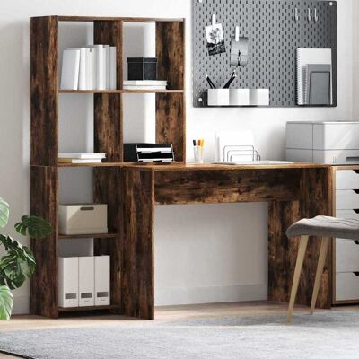 vidaXL Schreibtisch mit Regal Geräucherte Eiche 138,5 x 55 x 143 cm - Braun vidaXL Schreibtisch mit Regal Geräucherte Eiche 138,5 x 55 x 143 cm - Braun