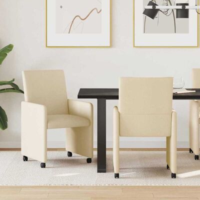 vidaXL Esszimmerstühle mit Rollen 2 pcs Creme 57 x 66 x 94 cm Stoff - Creme vidaXL Esszimmerstühle mit Rollen 2 pcs Creme 57 x 66 x 94 cm Stoff - Creme