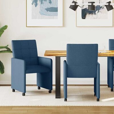 vidaXL Esszimmerstühle mit Rollen 2 pcs Blau 58 x 65 x 94 cm Stoff - Blau vidaXL Esszimmerstühle mit Rollen 2 pcs Blau 58 x 65 x 94 cm Stoff - Blau