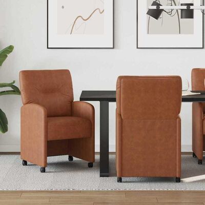 vidaXL Esszimmerstühle mit Rollen 2 pcs Braun 57 x 67 x 95 cm - Braun vidaXL Esszimmerstühle mit Rollen 2 pcs Braun 57 x 67 x 95 cm - Braun