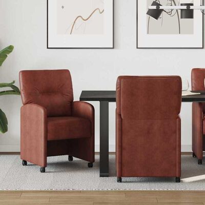 vidaXL Esszimmerstühle mit Rollen 2 pcs Glänzendes Braun Kunstleder - Braun vidaXL Esszimmerstühle mit Rollen 2 pcs Glänzendes Braun Kunstleder - Braun