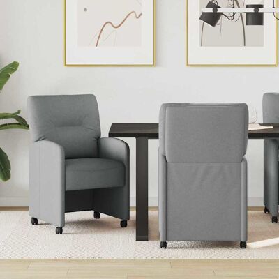 vidaXL Esszimmerstühle mit Rollen 2 pcs Hellgrau 57 x 67 x 95 cm Stoff - Hellgrau vidaXL Esszimmerstühle mit Rollen 2 pcs Hellgrau 57 x 67 x 95 cm Stoff - Hellgrau