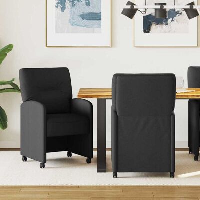 vidaXL Esszimmerstühle mit Rollen 2 pcs Schwarz 57 x 67 x 95 cm Stoff - Schwarz vidaXL Esszimmerstühle mit Rollen 2 pcs Schwarz 57 x 67 x 95 cm Stoff - Schwarz