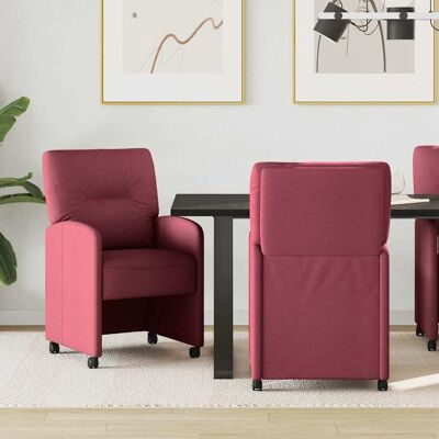 vidaXL Esszimmerstühle mit Rollen 2 pcs Weinrot 57 x 67 x 95 cm Stoff - Rot vidaXL Esszimmerstühle mit Rollen 2 pcs Weinrot 57 x 67 x 95 cm Stoff - Rot