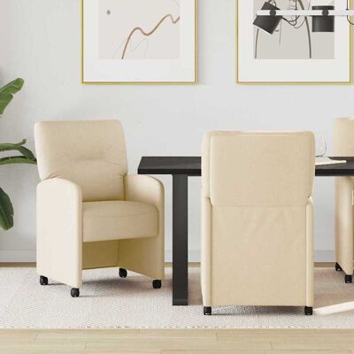 vidaXL Esszimmerstühle mit Rollen 2 pcs Creme 57 x 67 x 95 cm Stoff - Creme vidaXL Esszimmerstühle mit Rollen 2 pcs Creme 57 x 67 x 95 cm Stoff - Creme