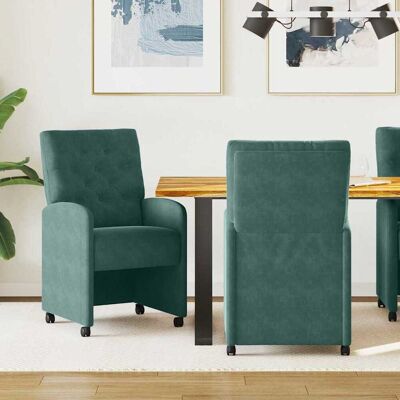 vidaXL Esszimmerstühle mit Rollen 2 pcs Dunkelgrün 58 x 67 x 97 cm - Grün vidaXL Esszimmerstühle mit Rollen 2 pcs Dunkelgrün 58 x 67 x 97 cm - Grün