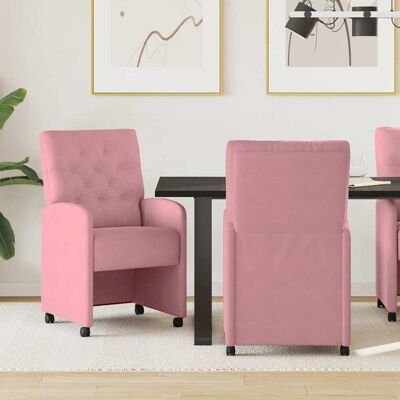 vidaXL Esszimmerstühle mit Rollen 2 pcs Rosa 58 x 67 x 97 cm Samt - Rosa vidaXL Esszimmerstühle mit Rollen 2 pcs Rosa 58 x 67 x 97 cm Samt - Rosa