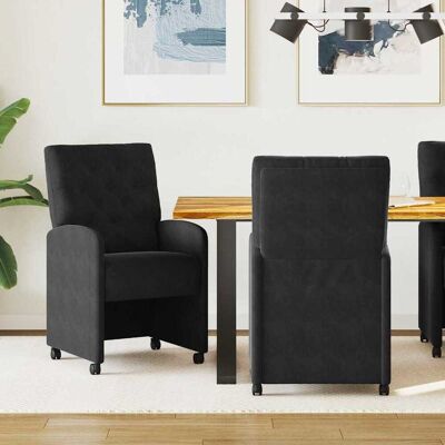 vidaXL Esszimmerstühle mit Rollen 2 pcs Schwarz 58 x 67 x 97 cm Samt - Schwarz vidaXL Esszimmerstühle mit Rollen 2 pcs Schwarz 58 x 67 x 97 cm Samt - Schwarz