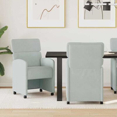 vidaXL Esszimmerstühle mit Rollen 2 pcs Hellgrau 58 x 65 x 98 cm Samt - Hellgrau vidaXL Esszimmerstühle mit Rollen 2 pcs Hellgrau 58 x 65 x 98 cm Samt - Hellgrau